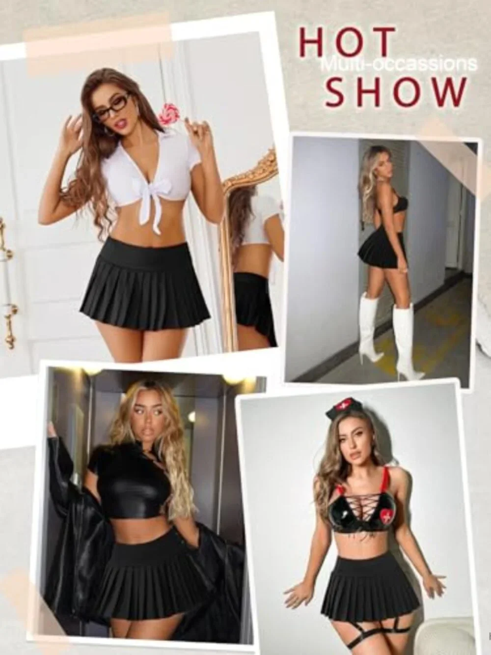 Pleated Mini Skirt Women Casual Elastic High Waist Stretchy 93% Polyester 7%